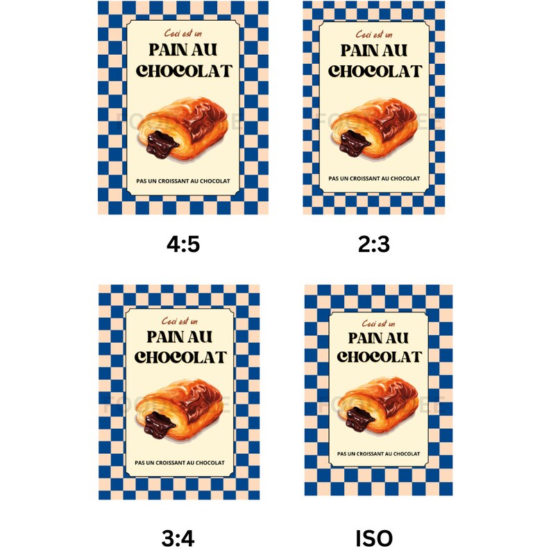 Pain Au Chocolate Wall Art Food Quote Poster for Foodie Retro Art