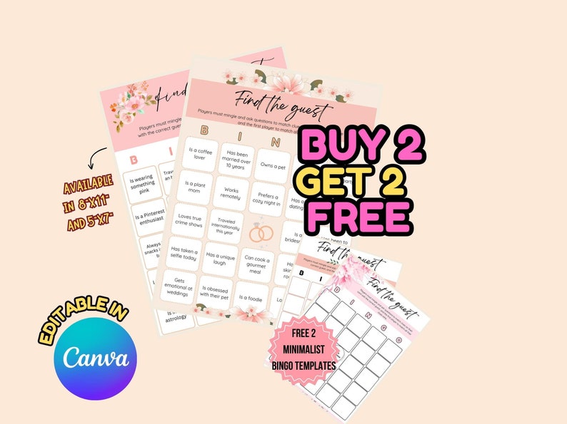 Bridal Shower Find the Guest Bingo, Find the Guest Bingo, Editable ...