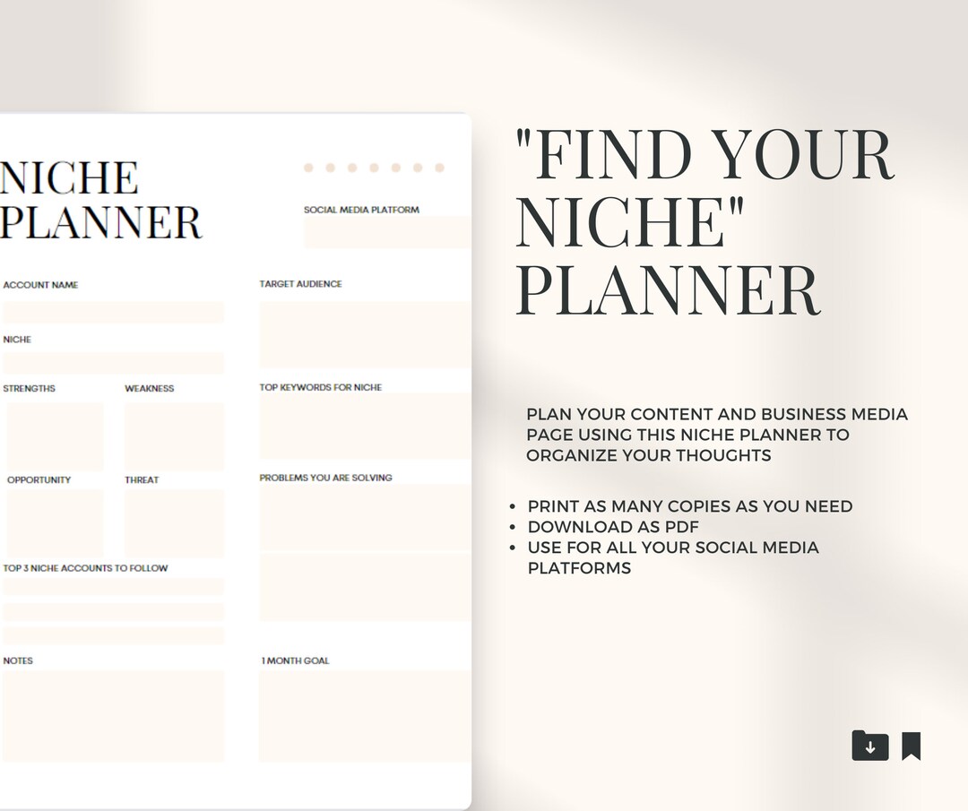 Marketing Niche Planner Printable Planner Planning Social Media Content ...