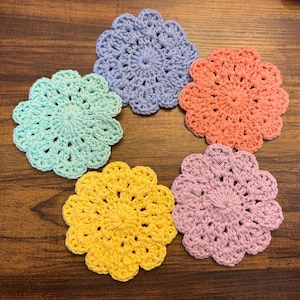Flower Crochet Coasters | Mug Rugs | Spring Coasters | Tea party | Kitchen decor