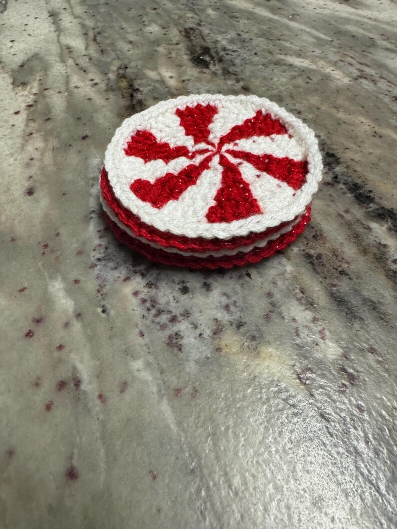 Peppermint Sparkly Candy Crochet Coasters | Mug Rugs | Set of 2, 4 & 6 ...