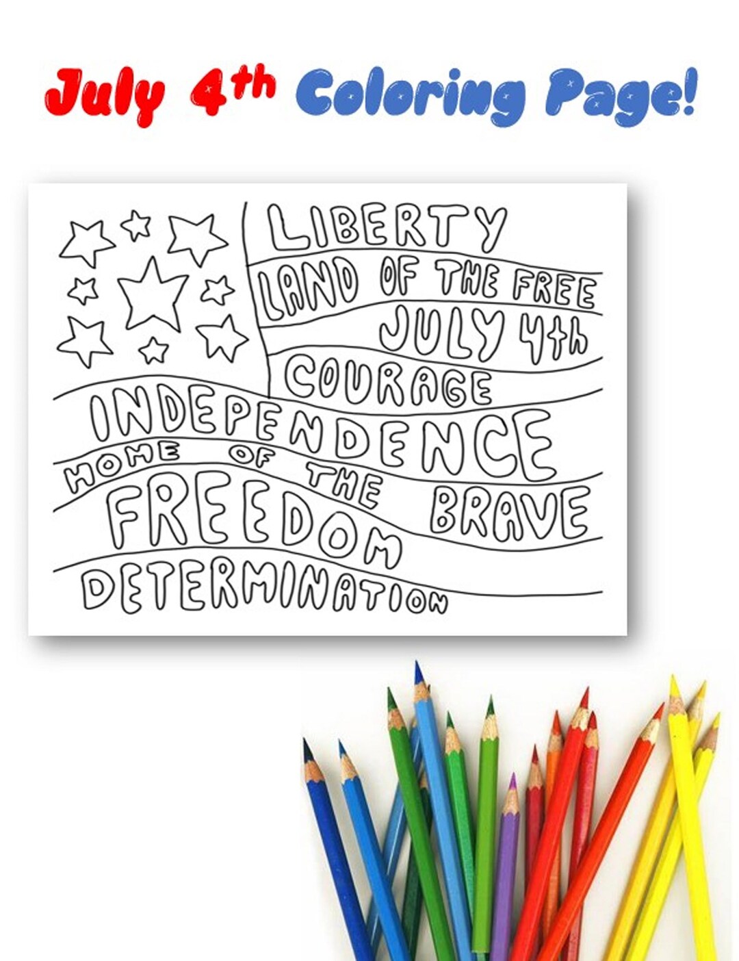4th of July Coloring Page Printable - Etsy