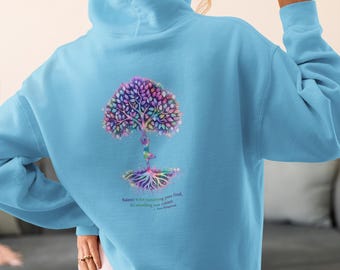 Colorful Tree of Life artwork Hoodie | Vibrant Roots and Blossoms design