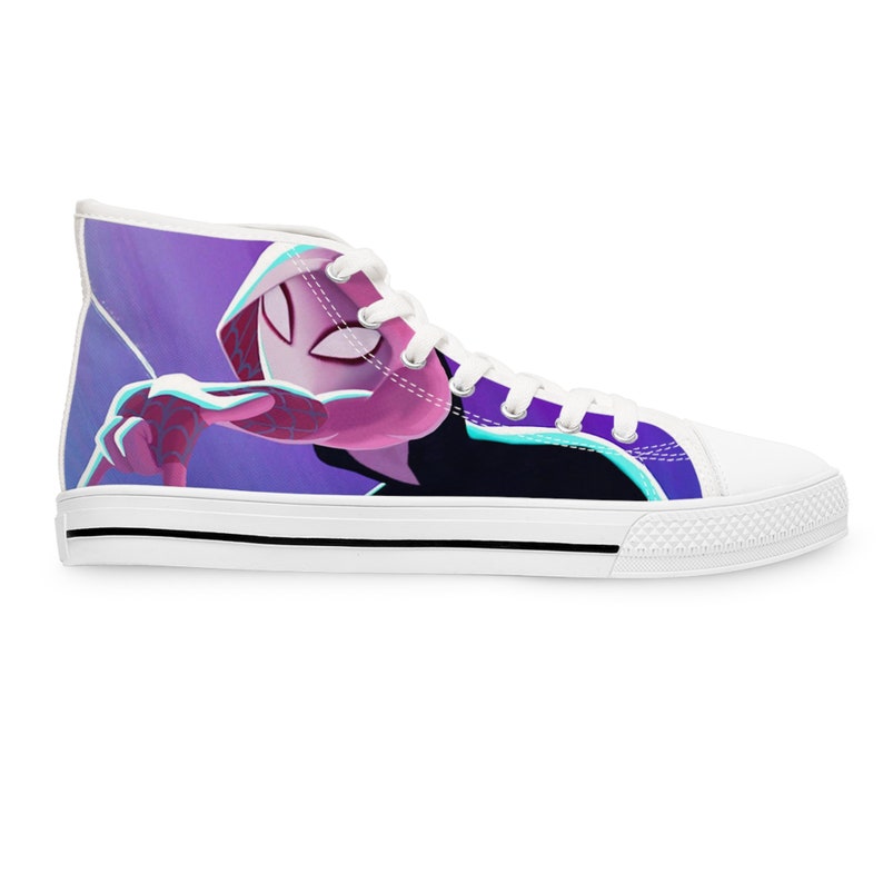 Blessings Journey |Gwen Spiderverse Hightop Sneakers , Converse Cutomize shoes, Birthday Gift , Women's Classic High Top Canvas Shoes image 4
