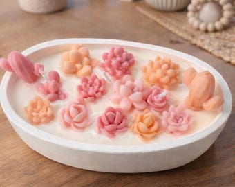 Vela de jardín suculento —Blush Bloom Garden — Cera de soja con aroma a vainilla