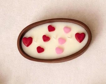 Barco de corazón / Regalo romántico / Vela de cera de soja con forma de corazón
