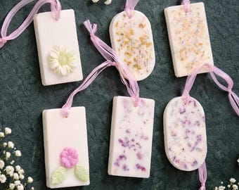 Bolsita de cera de soja floral • Ambientador en barra con flores secas en una elegante caja de regalo