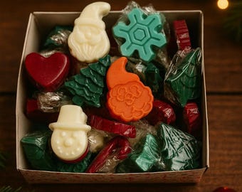 Set de regalo de cera de soja navideña derretida con formas navideñas (10 unidades)