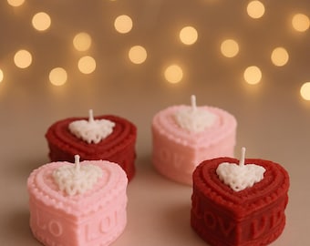Juego de 4 velas de corazón romántico