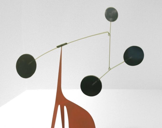 Stabile mobile, signed limited edition, mobile metal sculpture, tabletop kinetic mobile "Le Cardinal", made in France, midcenturymodern art