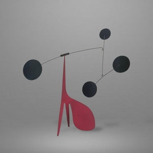 Stabile mobile, signed limited edition, sculpture mobile metal, tabletop kinetic mobile Le Cardinal, made in France, midcenturymodern art image 3