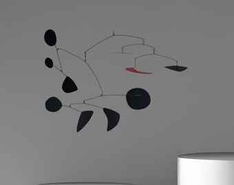 Hanging mobile art, sculpture mobile plafond, mobile cinetique "Orbital Melancholy", art abstrait, handmade in France, midcenturymodern
