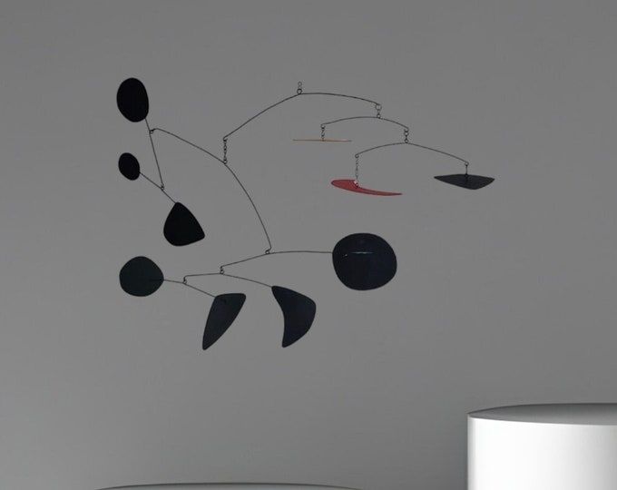 Hanging mobile art, mobile ceiling sculpture, kinetic mobile "Orbital Melancholy", abstract art, handmade in France, midcenturymodern