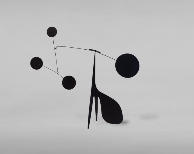 Black stabile, signed limited edition, mobile metal sculpture, tabletop kinetic mobile "The Omen", made in France, midcenturymodern art