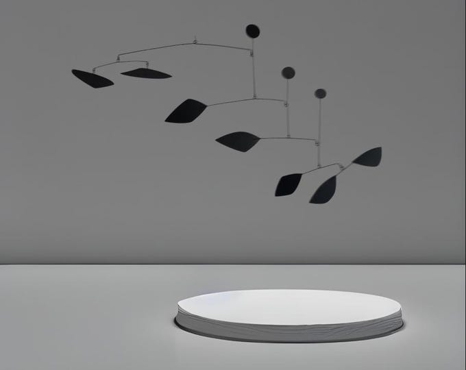 Kinetic art mobile, designer kinetic art mobile. Signed black metal mobile, modern mobile, handmade in France, mid-century mobile