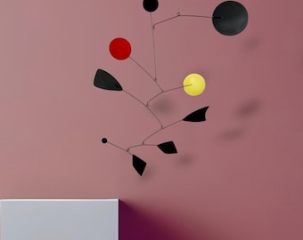 Diseño de móvil cinético, móvil de arte cinético. Móvil de metal, móvil moderno, hecho a mano en Francia, móvil de mediados de siglo.