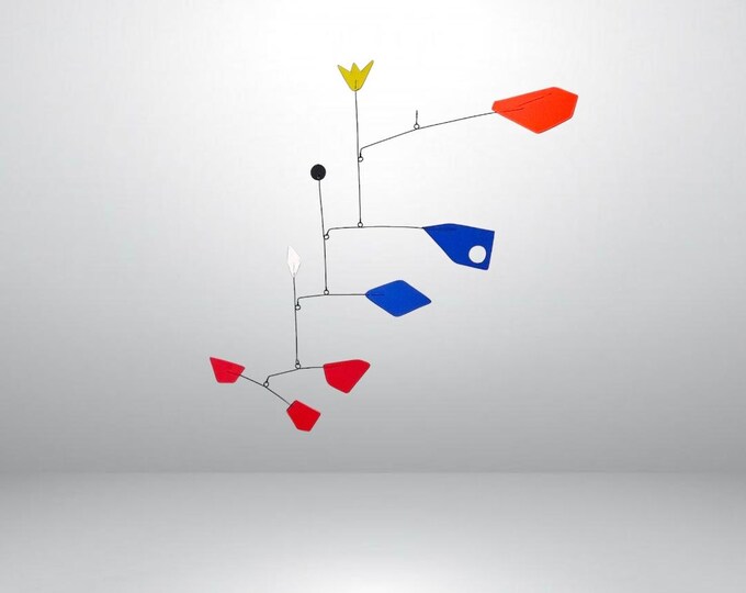 Colorful kinetic mobile, kinetic mobile. metal mobile, modern mobile "Mikado", handmade in France, midcentury mobile