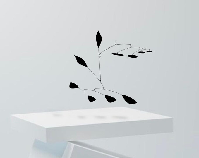 Kinetic mobile, kinetic mobile. black metal mobile, modern mobile "Carbon Black", handmade in France, midcentury mobile