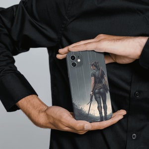 Retro Lara Croft Phone Case Adventure Art Customizable for Gamers Retro Design Tomb Raider Protects iPhone iconic Gaming case cool unique.