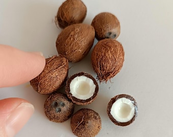 Miniature realistic coconut/ tropical fruit/ jewelry coconut/ for a dollhouse/ coconut earrings/ realistic fruit/ scale 1:6/ scale 1/12