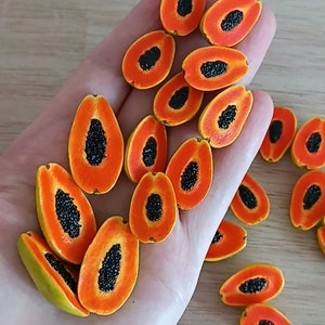 Miniature realistic papaya/ Charm clay/ Jewelry making bracelet necklace earring/ Findings/ Craft Supplies/ Miniature food/realistic fruit/