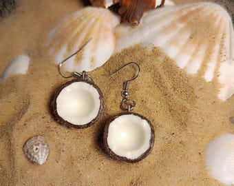 Kokosoorbellen polymeerklei, tropische strandsieraden