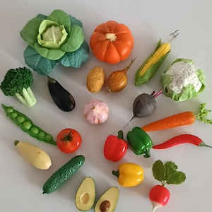 22 pc. set miniature vegetables, polymer clay, Miniature food, Food for dollhouse, Dollhouse food, Miniatures,  montessori toys