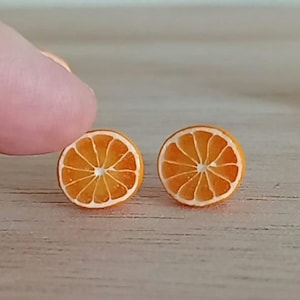 Orange Stud Earrings, Orange fruit Earrings Food Earrings, Orange Slice Earrings, summer Earrings, citrus Earrings, realistic fruit earrings