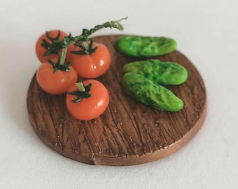 Miniatures Tomatoes & Cucumbers 1/6 1/12 Scale / Dollhouse Miniature Polymer clay
