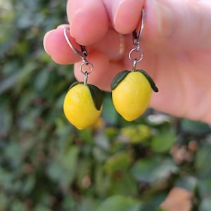 Lemon Earrings/ Fruit Earrings/Food Earrings/ summer citrus Earrings/ miniature lemon/ realistic fruit/ small lemon Earrings/ yellow earring