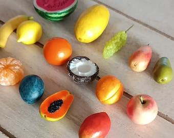 Frutta in miniatura in pasta polimerica, giocattoli alimentari Montessori, set da 15 pezzi