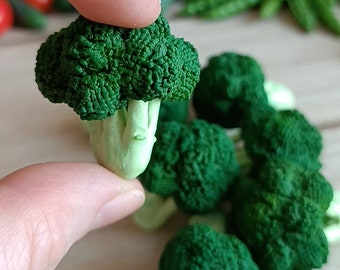 Miniature broccoli , Miniature food, Food for dollhouse, Dollhouse food, Miniature veggies and fruits, mini broccoli, polymer clay