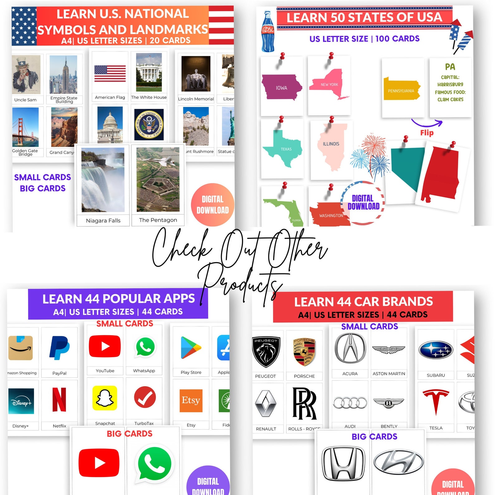USA Traffic Signs Learning Flashcards Road Test Signs Printable DMV ...