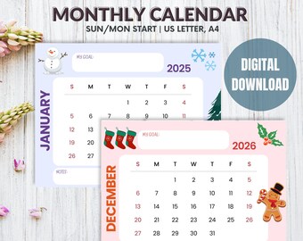 Calendario 2025-2026 imprimible, calendario infantil 2025, calendario infantil 2026, planificador mensual infantil, calendario académico infantil, plantilla de calendario (PDF)