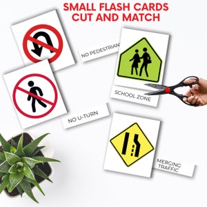 Montessori Flashcards, 3 parts cards, Traffic Signs flash cards, Montessori Printable, Road Test, DMW test, Leaner's Permit