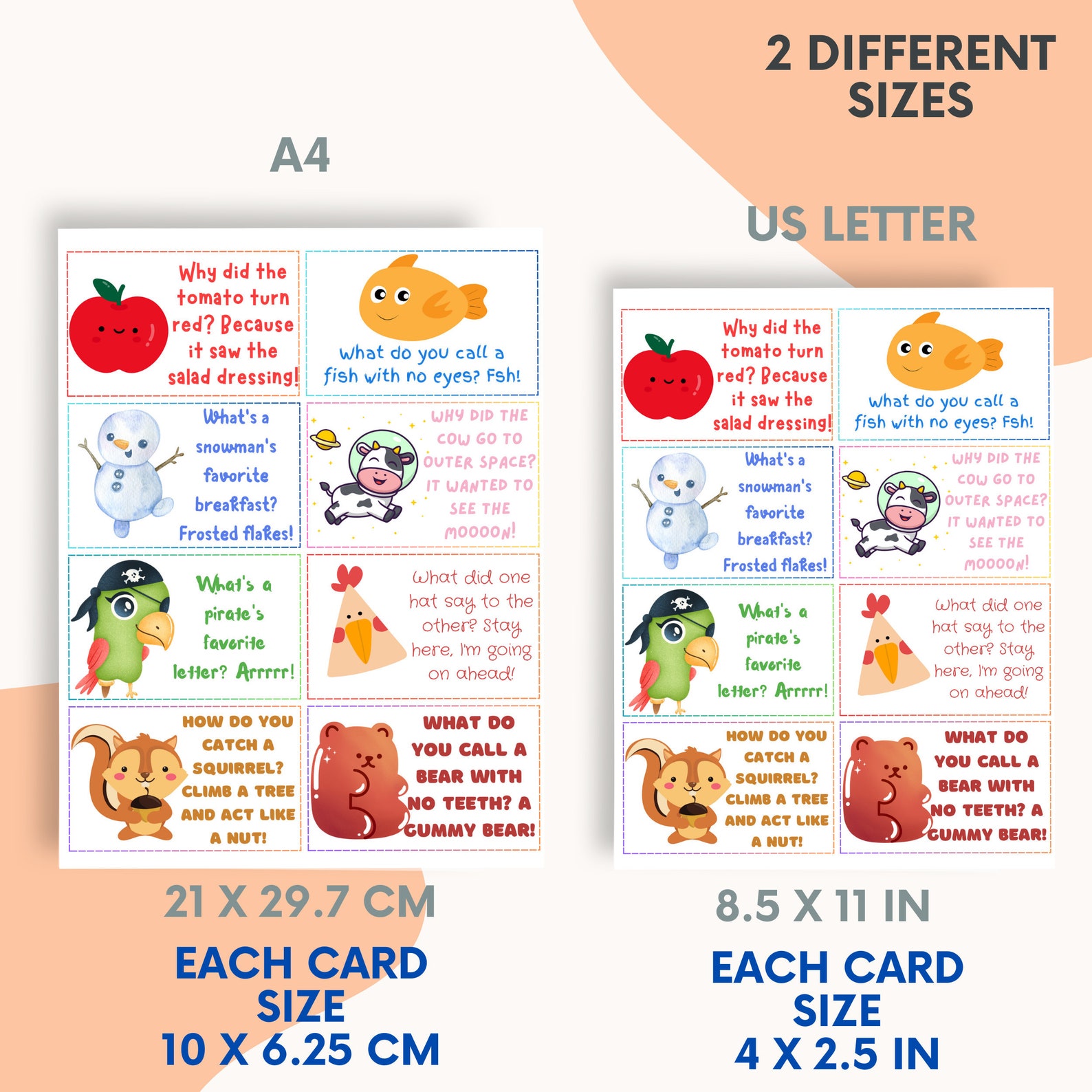 Joke Cards for Lunchboxes, Notes for Kids' Lunch Boxes,printable ...