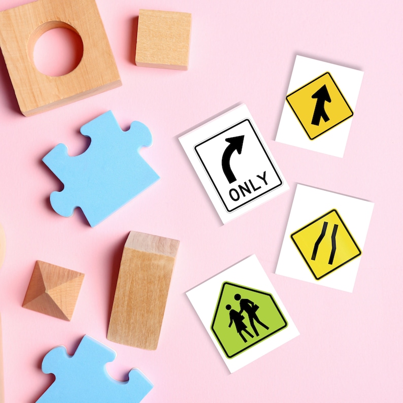 Montessori Flashcards, 3 parts cards, Traffic Signs flash cards, Montessori Printable, Road Test, DMW test, Leaner's Permit