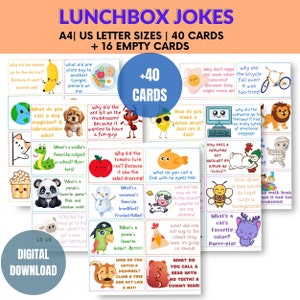 Scherzkarten für Lunchboxen, Notizen für Kinder Lunchboxen, druckbare Lunchbox-Notizen, druckbare Lunchbox-Karten, Lunchbox-Karten für Mädchen und Jungen
