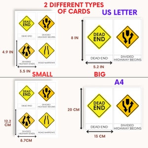 Montessori Flashcards, 3 parts cards, Traffic Signs flash cards, Montessori Printable, Road Test, DMW test, Leaner's Permit