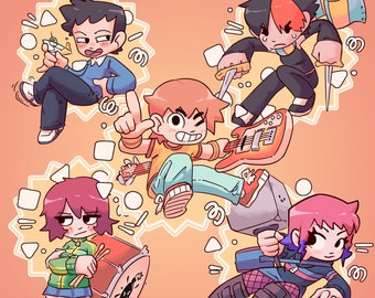 Adesivi Scott Pilgrim - Scott Pilgrim, Ramona Flowers, Knives Chau, Kim Pine, Wallace Wells