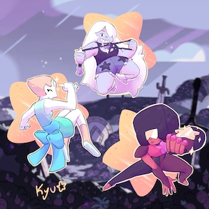 Adesivi Steven Universe - Gemme di cristallo Perla Ametista e Granato