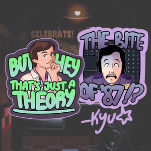 Autocollants Youtubeur Five Nights At Freddy's - Théorie du jeu et Markiplier - Ce n'est qu'une théorie et la morsure de '87