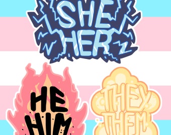 Stickers Pronouns - He/Him She/Her They/Them
