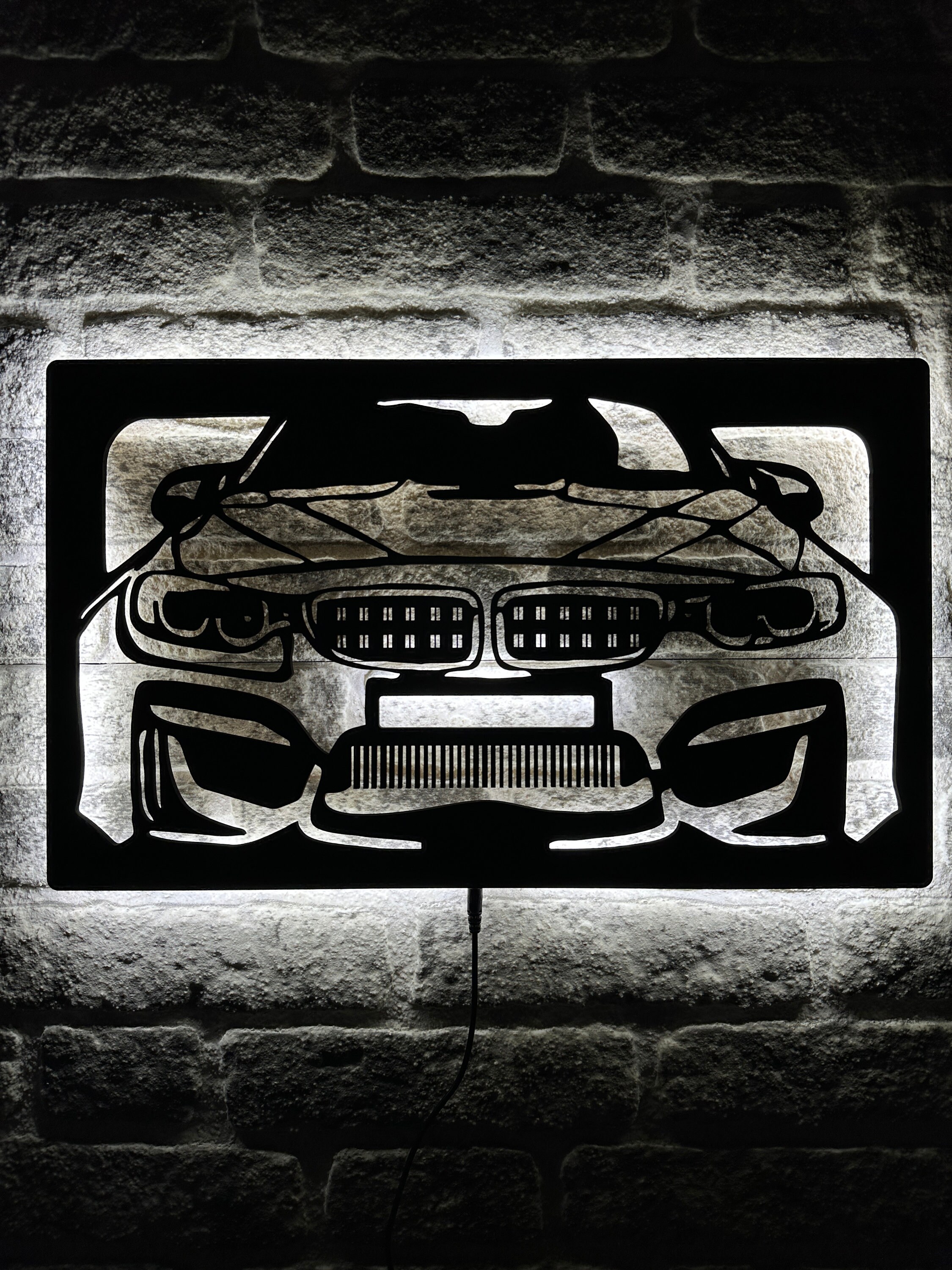 BMW Led Sign, BMW Wall Art, BMW Led Light, Wood Wall Decor, Handmade