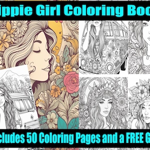 Hippie Coloring Book Great Gift For Girls and Mindfulness Coloring And Meditative Coloring for Adult coloring and kids coloring book