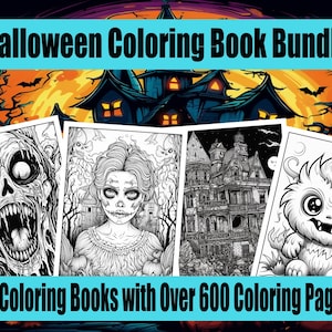 Halloween Coloring Book Bundle| 6 Colorings books with over 600 Coloring pages| Coloring books for adults| Digital Prints