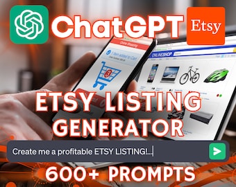 600+ ChatGPT Etsy Listing Generator Prompts | Google Sheets Spreadsheet | Product Ideas & Listing Ideas | Increase Sales | EZwithAI