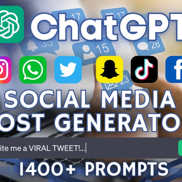1400+ ChatGPT Social Media Post Idea Prompts | 1400+ Prompts Google Sheets Spreadsheet | Instagram, Twitter (X), Facebook Posts | EZwithAI