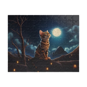 Whiskered Adventures: Bengal Cat Starry Night Puzzle for Kids (110, 252, 500, 1014-piece)