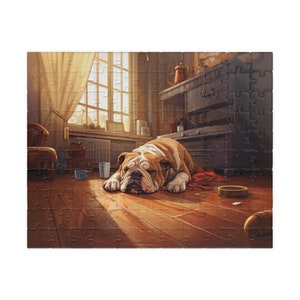 Charming English Bulldog Puzzle - Serene Sunlit Slumber (110, 252, 500, 1014-piece)
